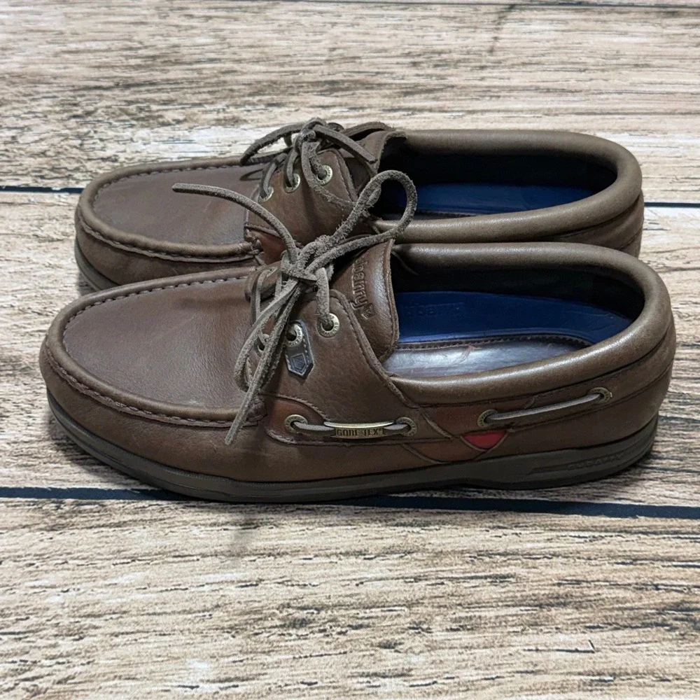 Dubarry Regatta Boat Shoes Men 8.5 Brown Leather Gore-Tex Waterproof Deck Shoes